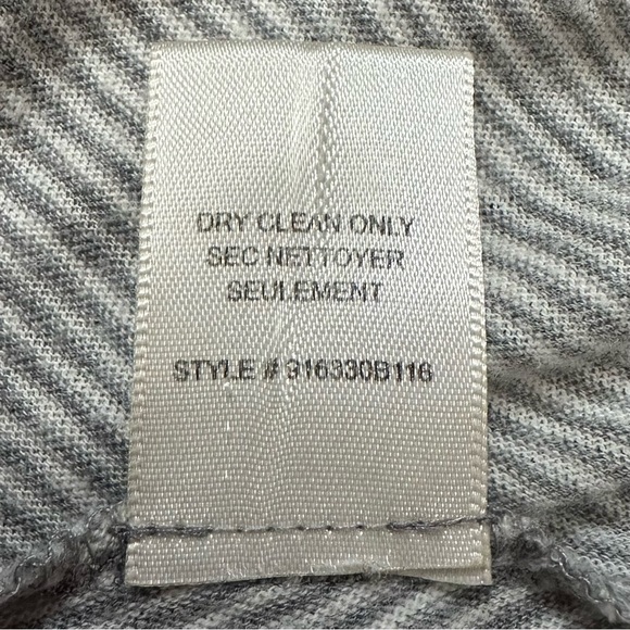 Rebecca Taylor 100% Cotton Gray Cream Striped Knit Peplum Top, Sz Large - Picture 11 of 12